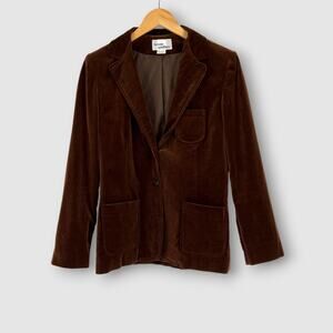 80s Vintage Brooks Additions Brown Cotton Velvet Blazer Jacket